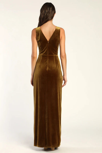 Quyihu Prom Dress In Store Beautiful Evenings Magenta Velvet Twist-Front Maxi Dress Formal Women's Dresses