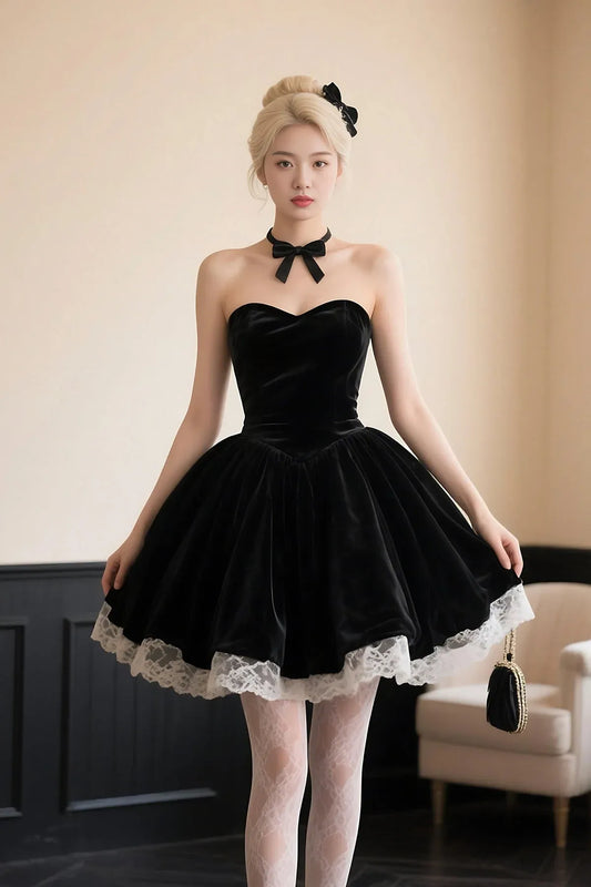 Vintage A-Line Off the Shoulder Sleeveless Lace Up Short-Mini Prom Dress