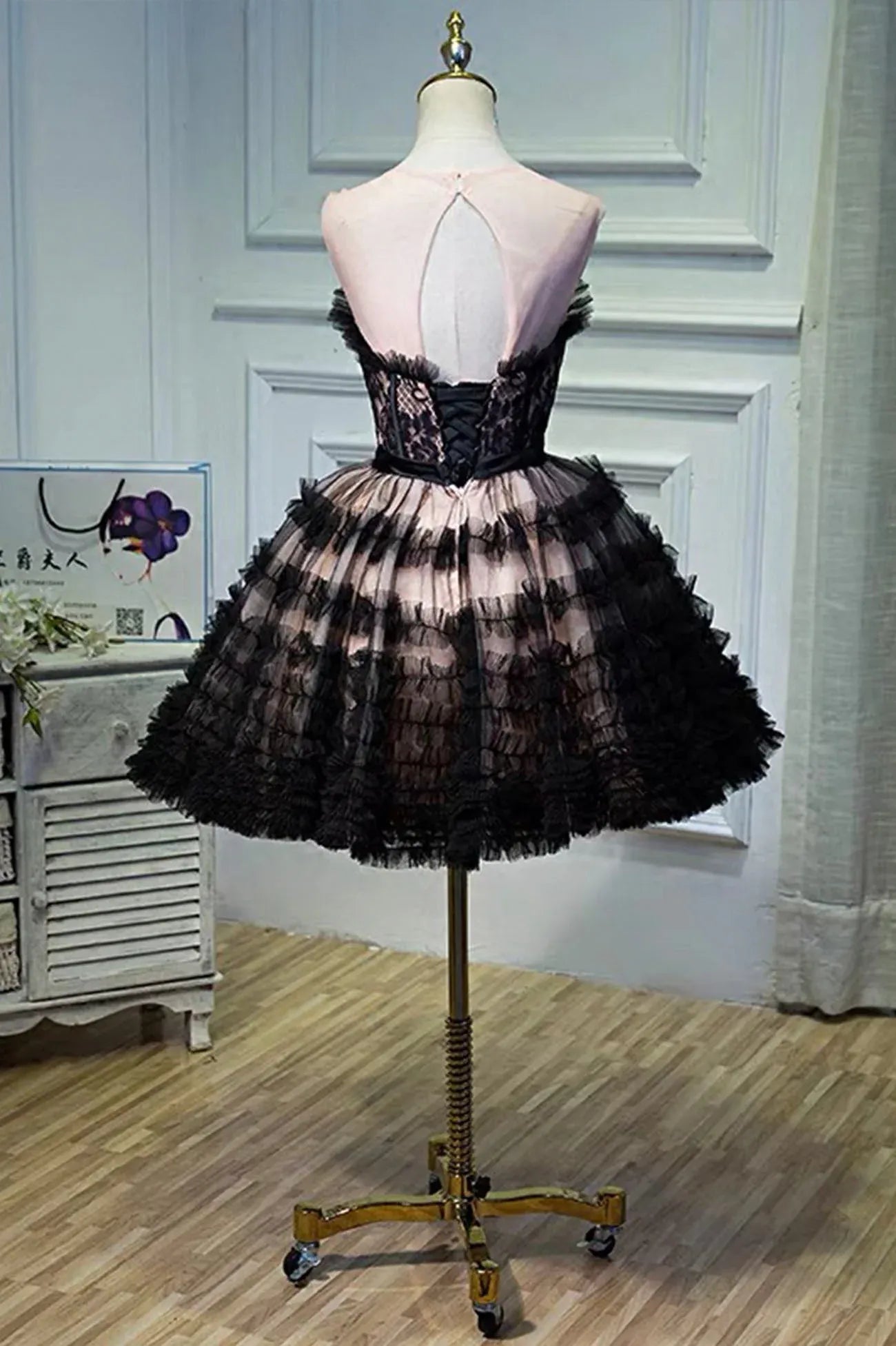 Vintage A-Line Sweetheart-Neck Sleeveless Lace Up Short-Mini Prom Dress