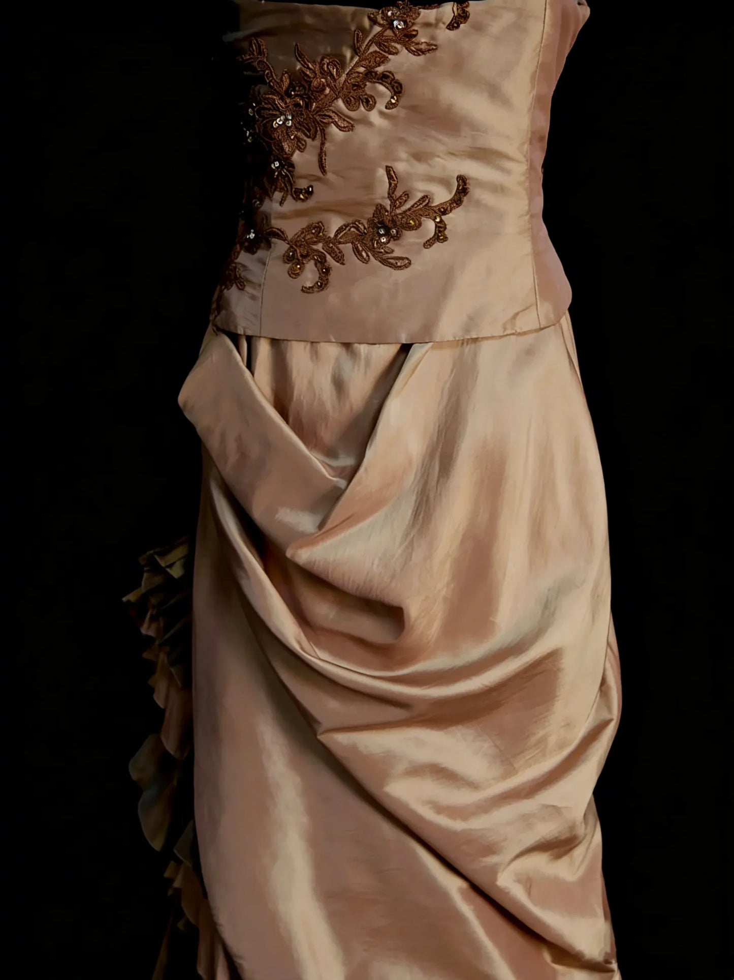 Vintage A-Line Sweetheart Spaghetti Strap Asymmetrical Ruffle Evening Gown