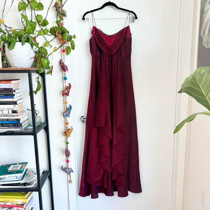 Vintage Fitted Spaghetti Straps Sleeveless Satin Sweep/Brush Train Prom Dress