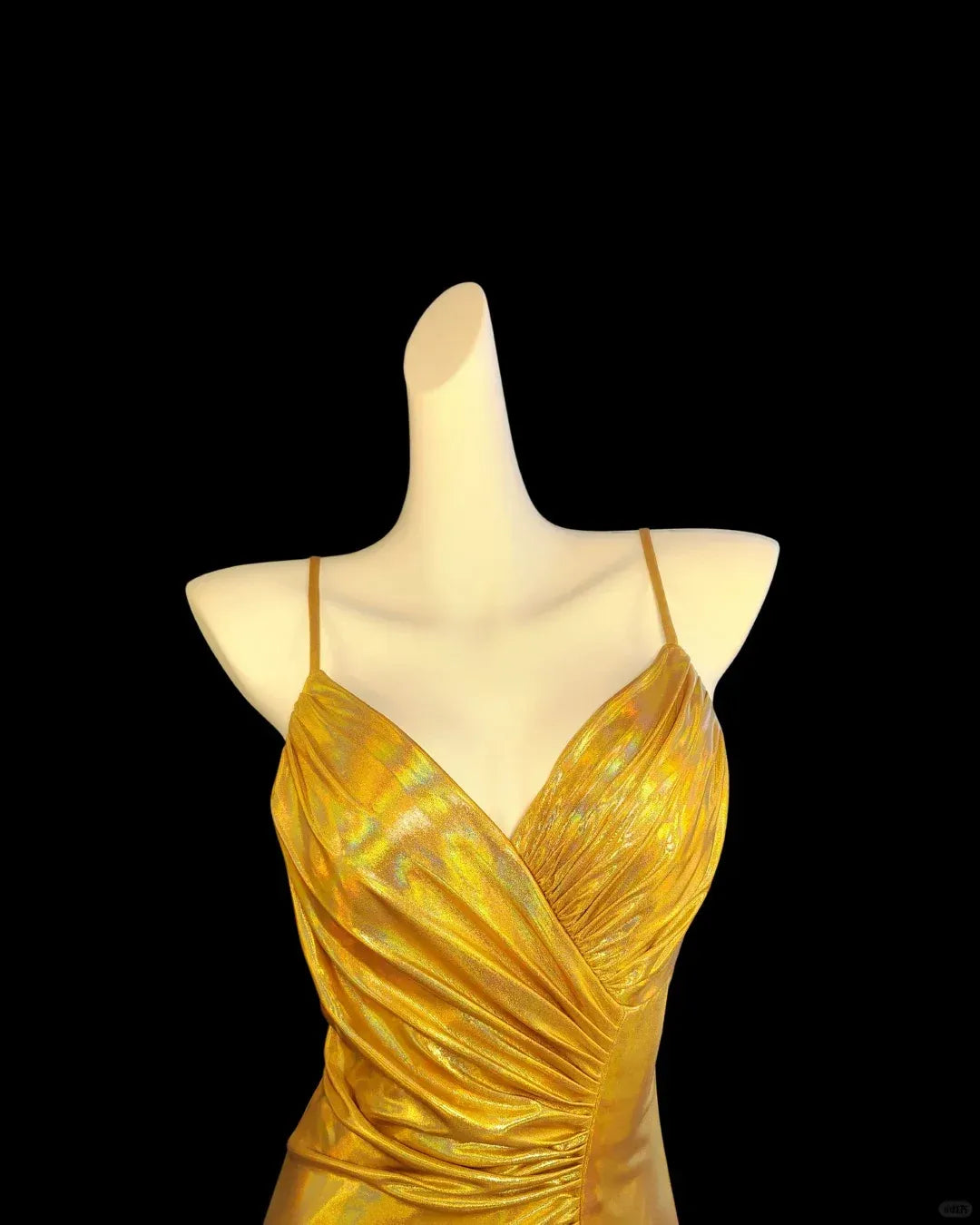 Vintage Mermaid Spaghetti Strap Sleeveless Pleated Satin Sweep Train Prom Dress