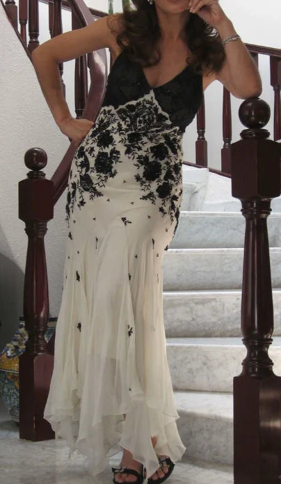 Vintage Mermaid Spaghetti Straps Sleeveless Crisscross Back Floor-Length Evening Dress