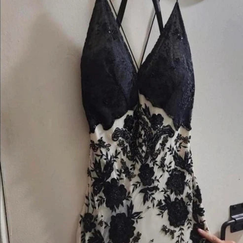 Vintage Mermaid Spaghetti Straps Sleeveless Crisscross Back Floor-Length Evening Dress