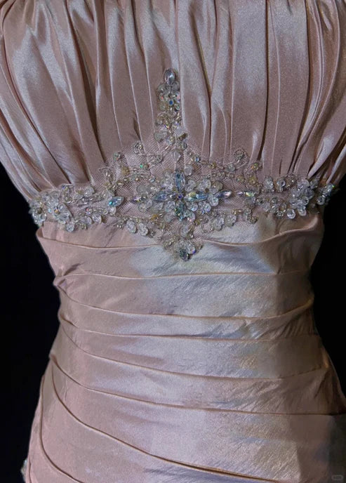 Vintage Mermaid Spaghetti Straps Sleeveless Zipper Up Floor-Length Evening Dress