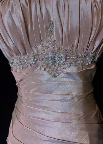 Vintage Mermaid Spaghetti Straps Sleeveless Zipper Up Floor-Length Evening Dress