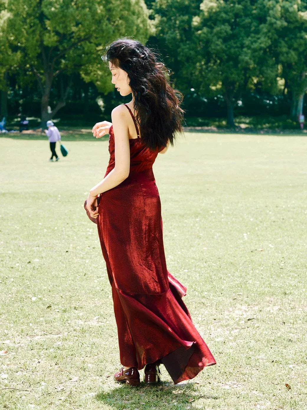 Vintage Mermaid/Trumpet Spaghetti Straps Sleeveless Satin Backless Floor Length Prom Dress