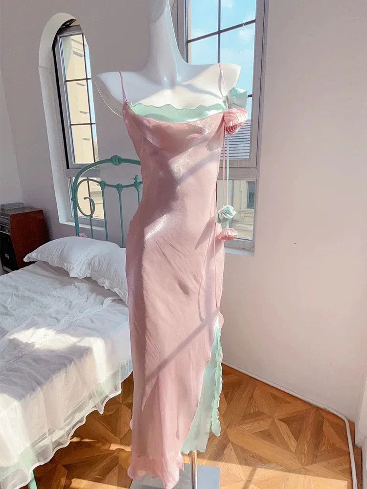 Whimsical Sheath Sweetheart Sleeveless Two-Tone Rose-Green Prom Dress for Women Ready to Ship