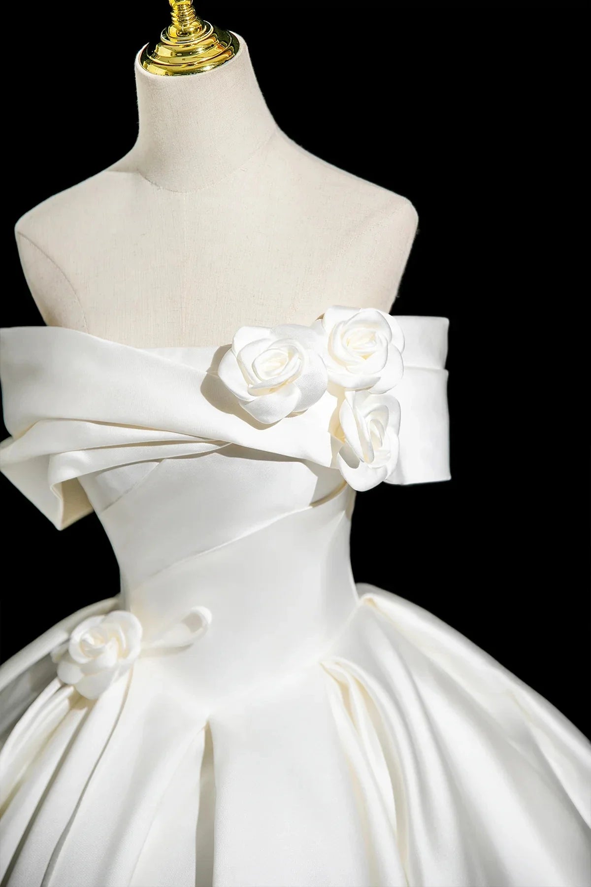 White Satin Long Prom Dress Elegant A-Line Off the Shoulder Party Dress