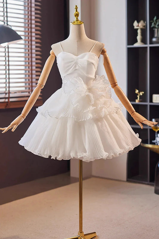 White Tulle Short Prom Dress Cute A-Line Homecoming Party Dress