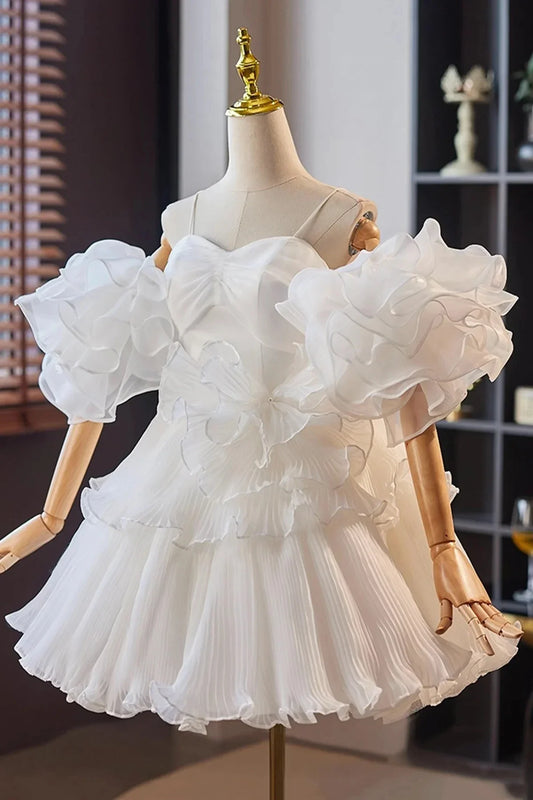White Tulle Short Prom Dress Cute A-Line Homecoming Party Dress