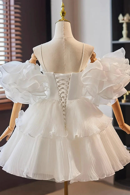 White Tulle Short Prom Dress Cute A-Line Homecoming Party Dress