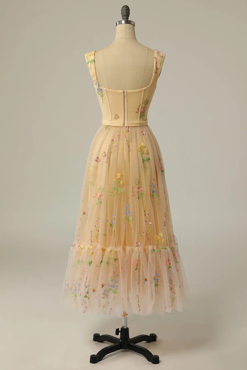 A Line Sweetheart Floor-length Tea length Prom Dress with Embroidery