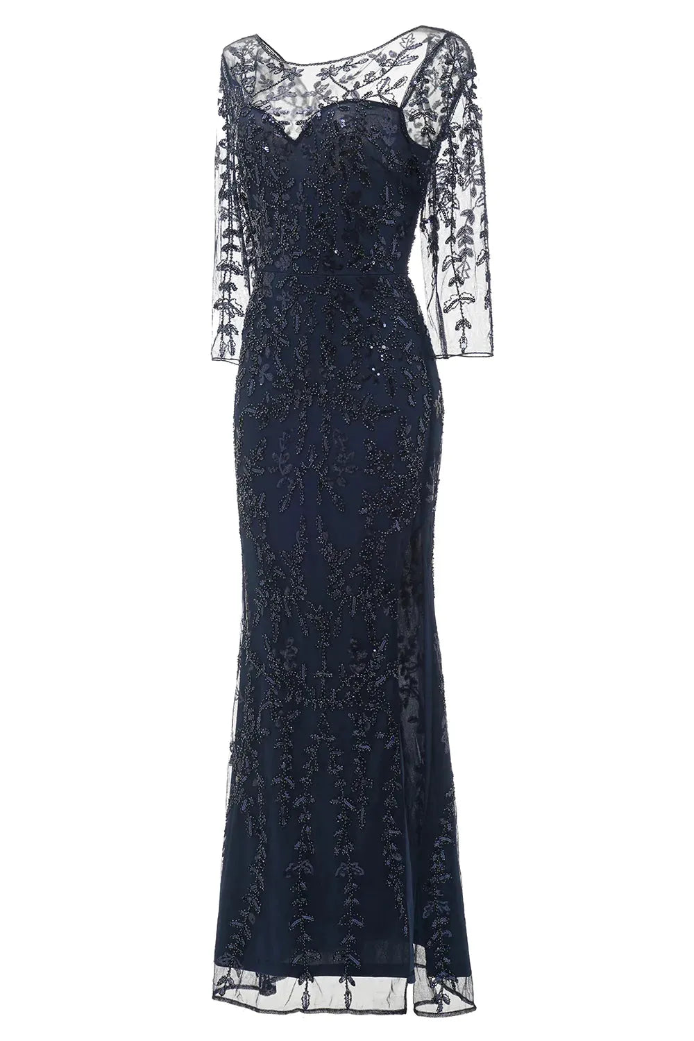 Mermaid Long Sleeves Beaded Mother of Bride Dress Wedding Guest Dresses