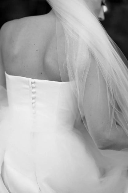 Charming Strapless Satin A-Line Wedding Dresses