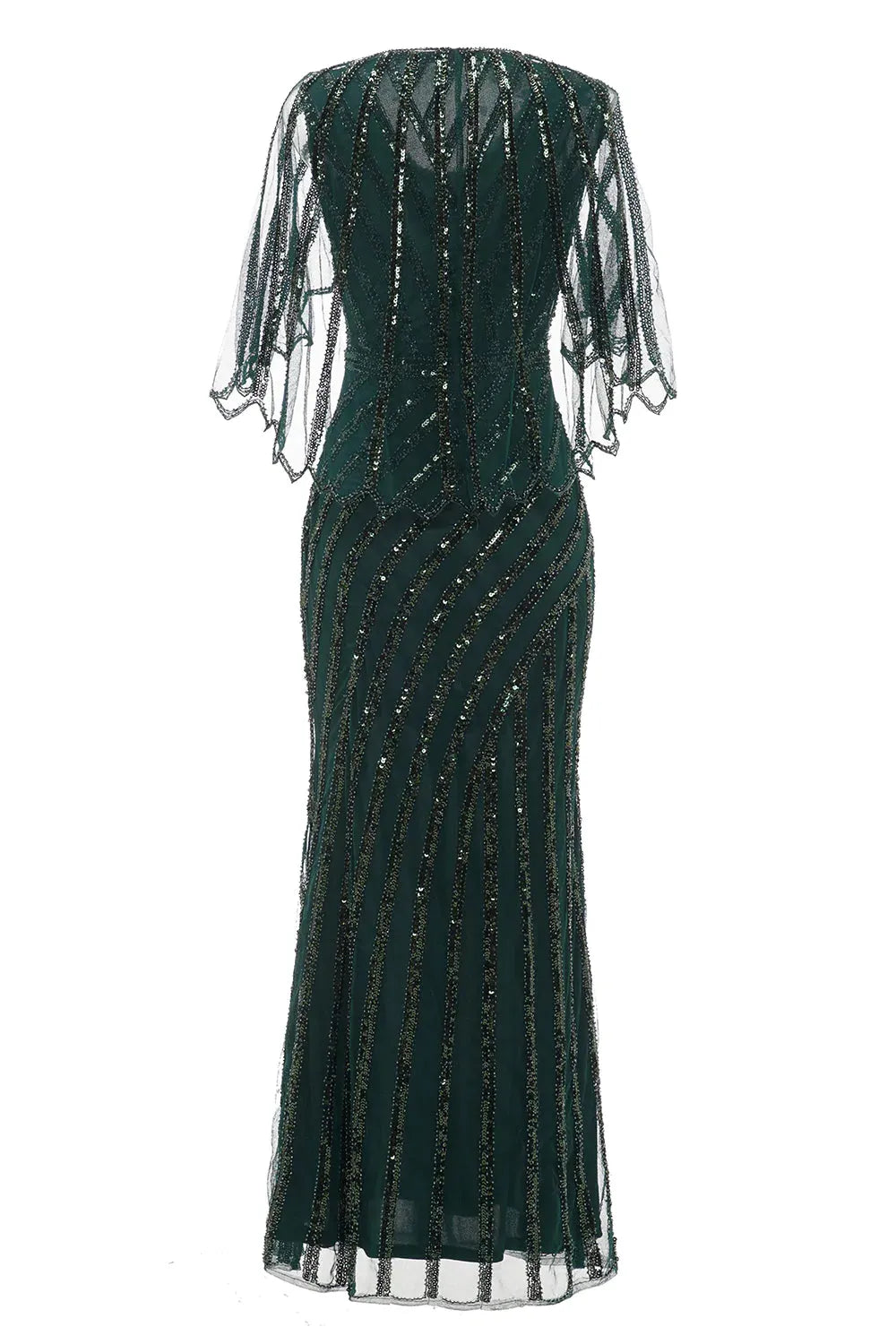 Mermaid Dark Green Sequin Cape Mother Of Bride Dress Wedding Guest Dresses