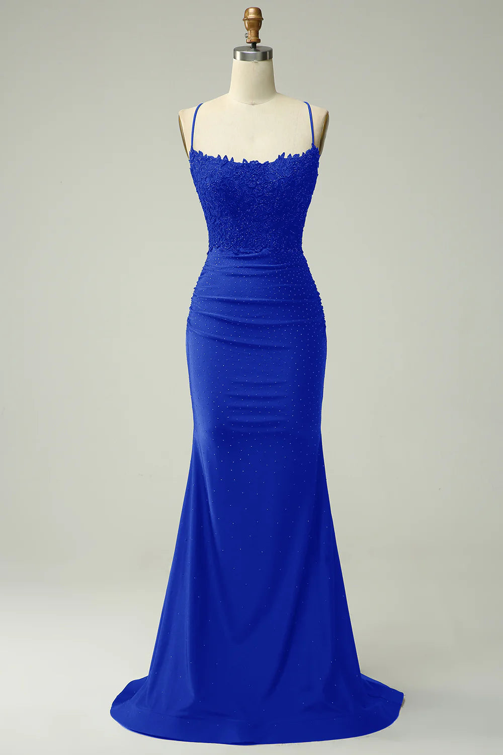 Mermaid Halter Court Train Dress Prom Dress with Appliques Beading