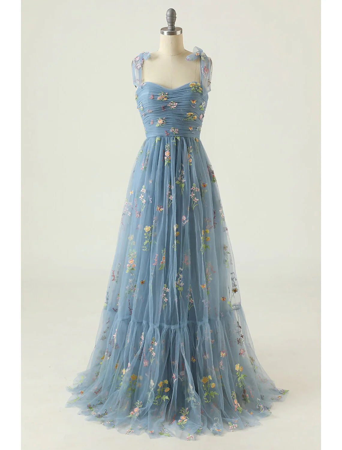 A-Line Prom Dresses Floral Dress Formal Floor Length Sleeveless Sweetheart Lace Backless with Pleats Ruched