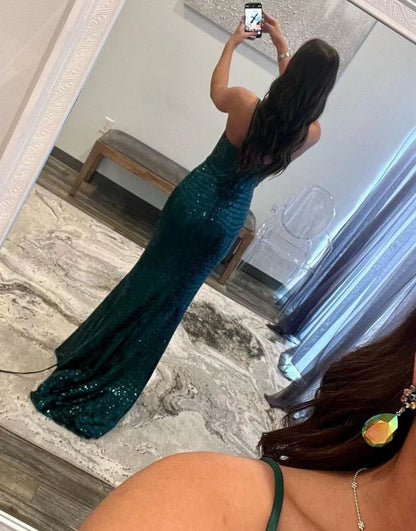 Sequins/Sparkling Mermaid Spaghetti Straps Sequin Prom Dress